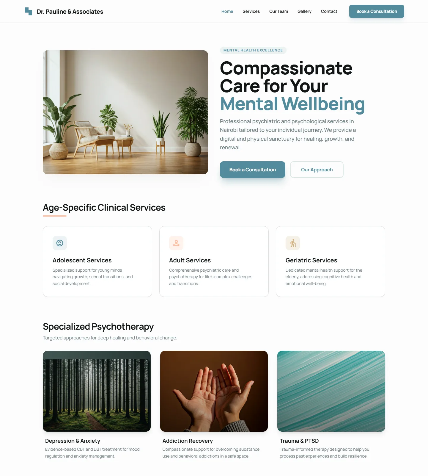 Mental-health clinic website screenshot