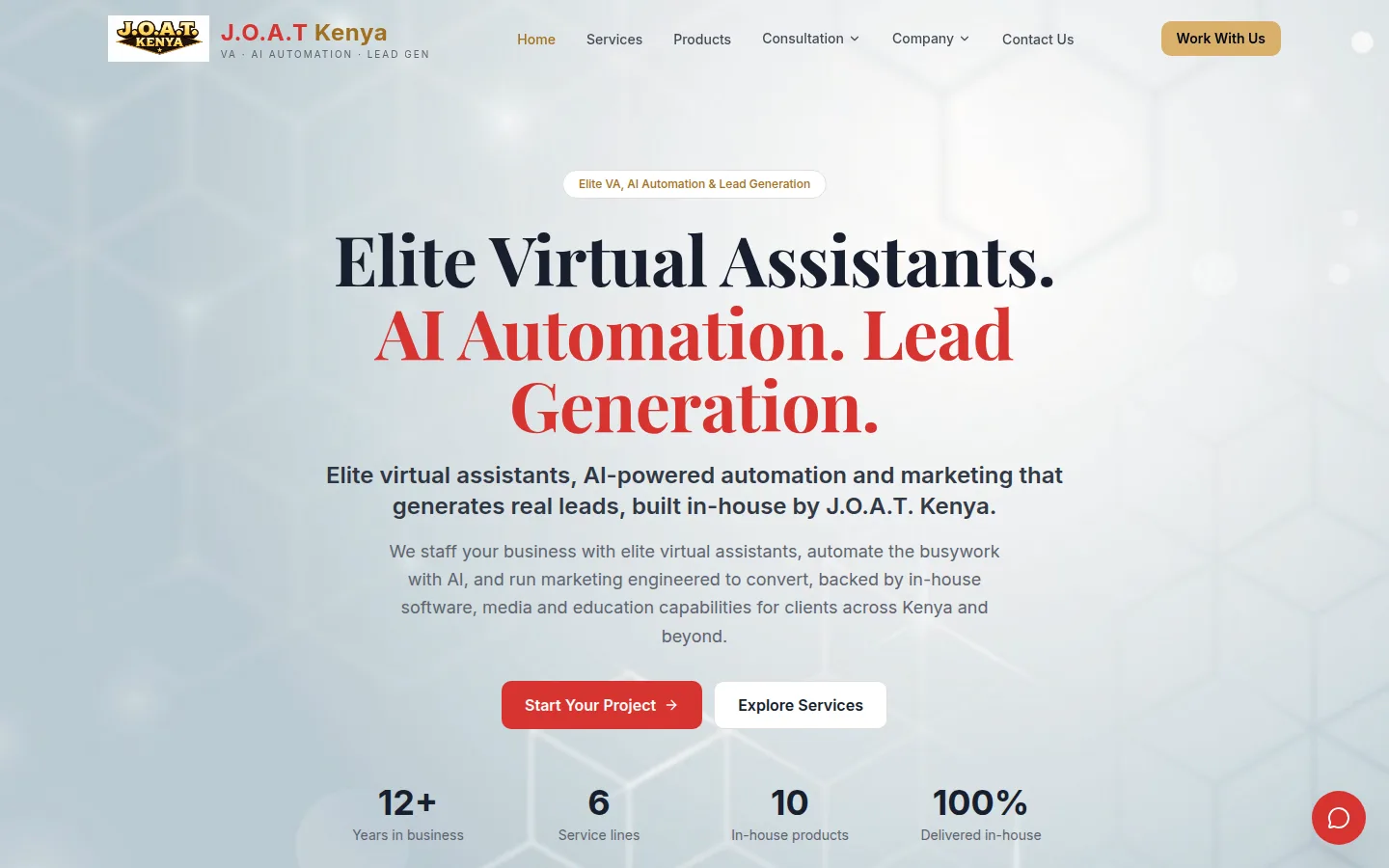 JOAT Kenya brand site and social automation screenshot