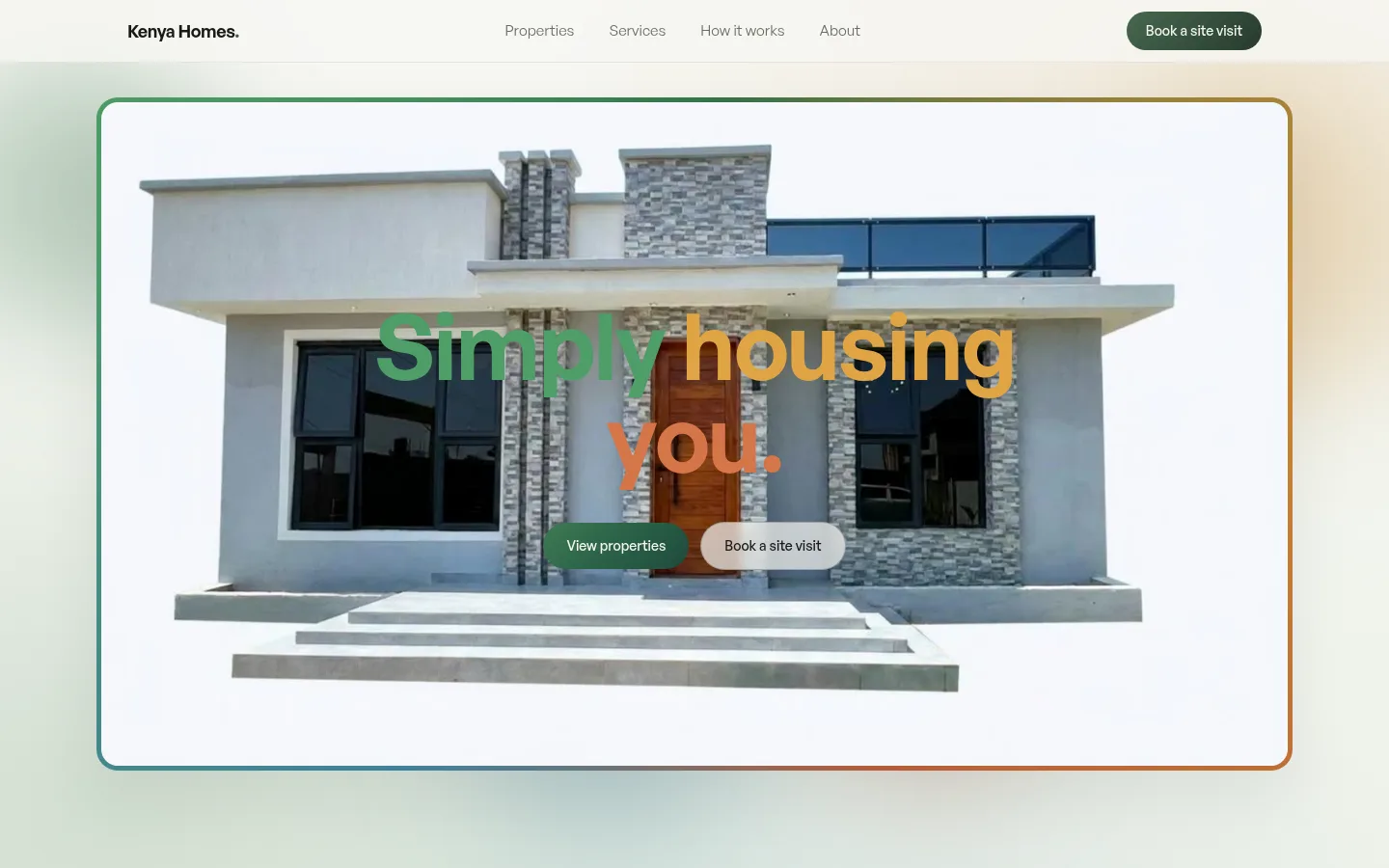 Kenya Homes landing page screenshot