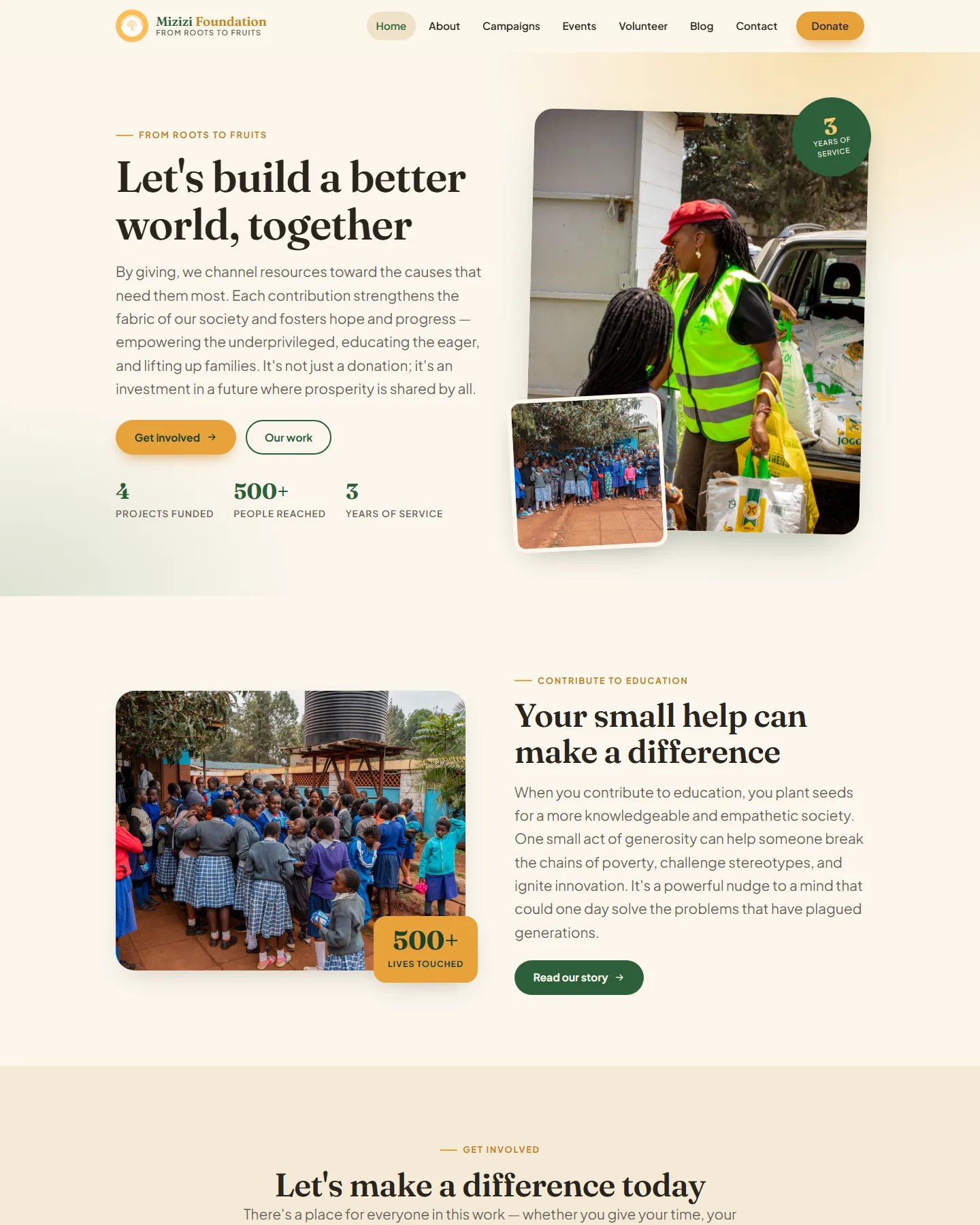 Mizizi Foundation: WordPress to static migration screenshot