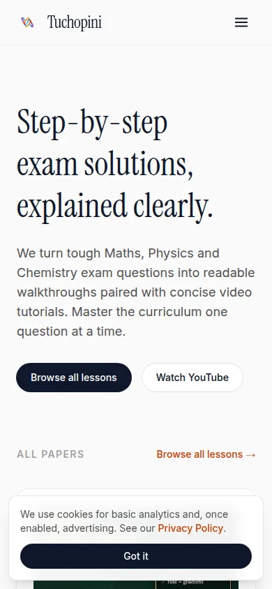 Tuchopini exam solutions image
